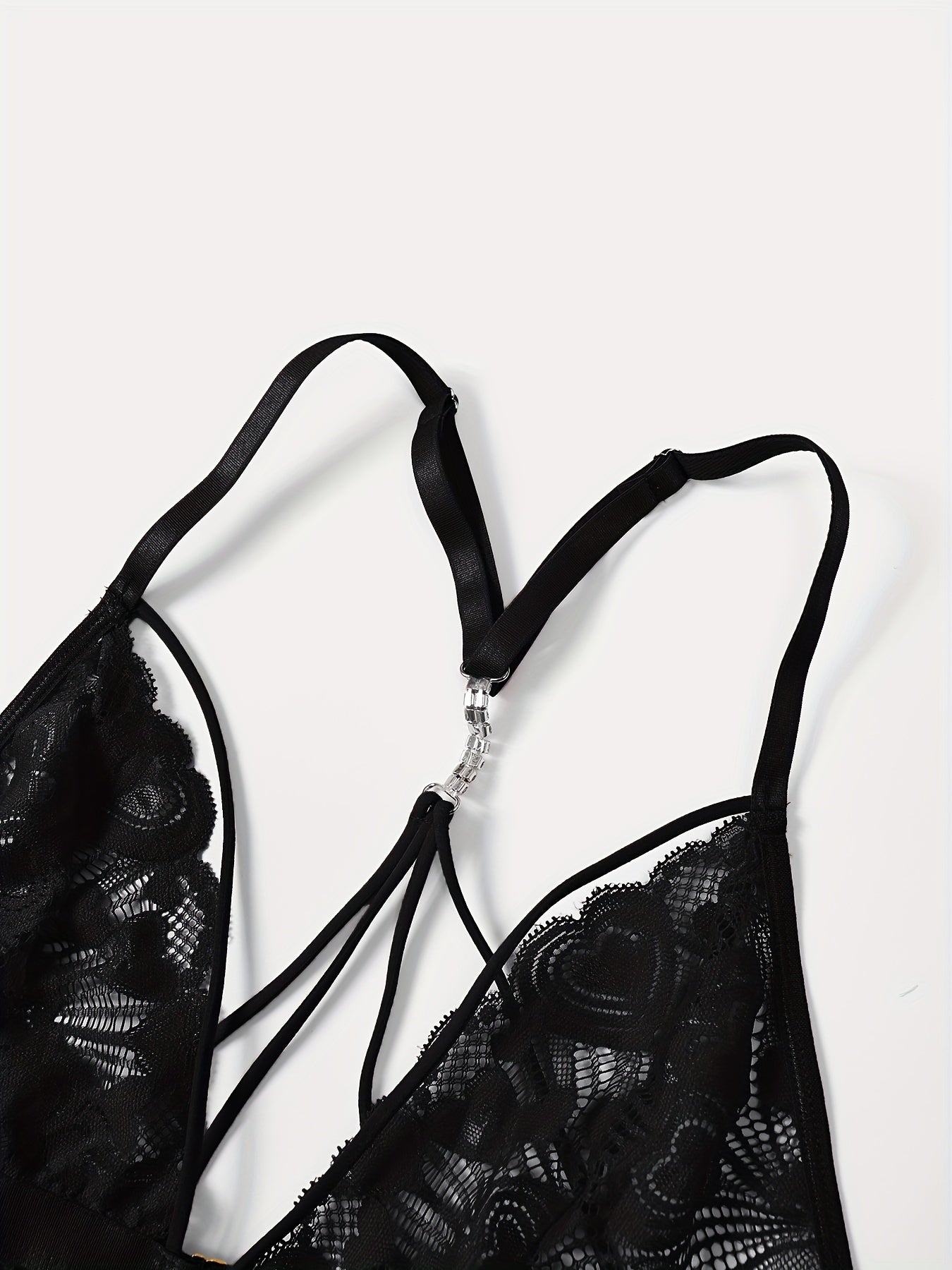 Плюс сайз женская ночная рубашка из сетки с кружевной отделкой, черная, без бретелек, пижама