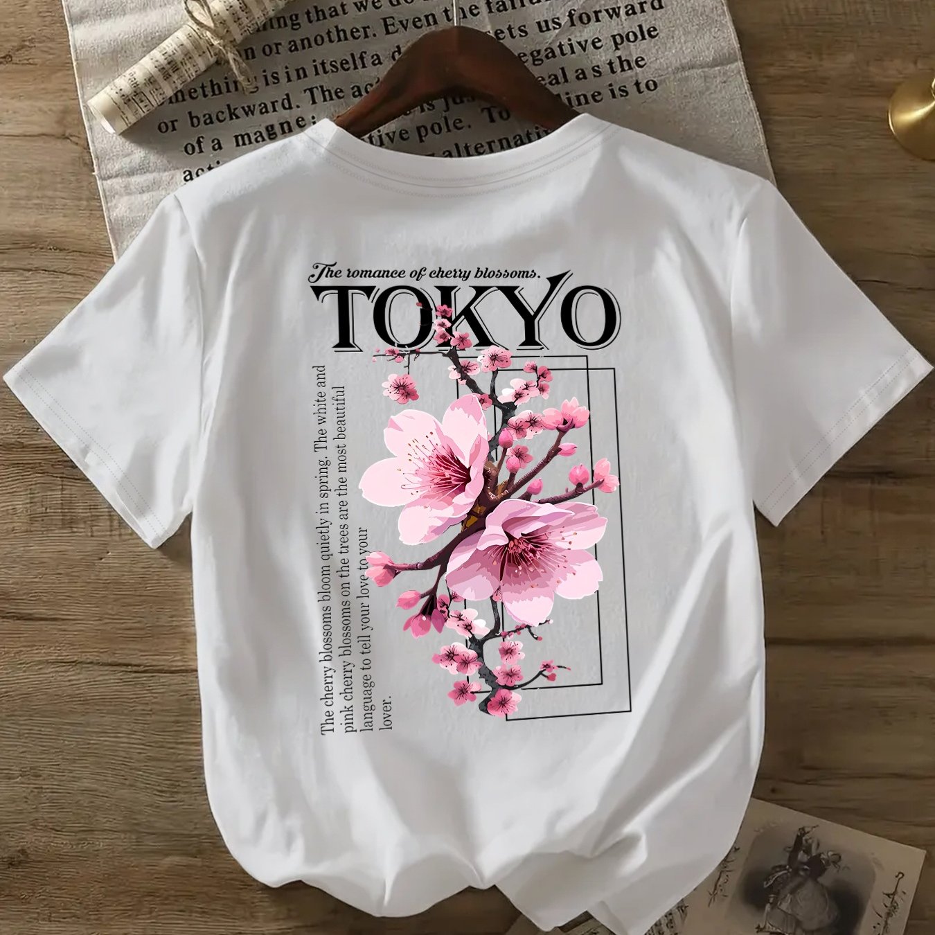 Women’s Cherry Blossom Graphic T-Shirt Short Sleeve Oversized Comfortable