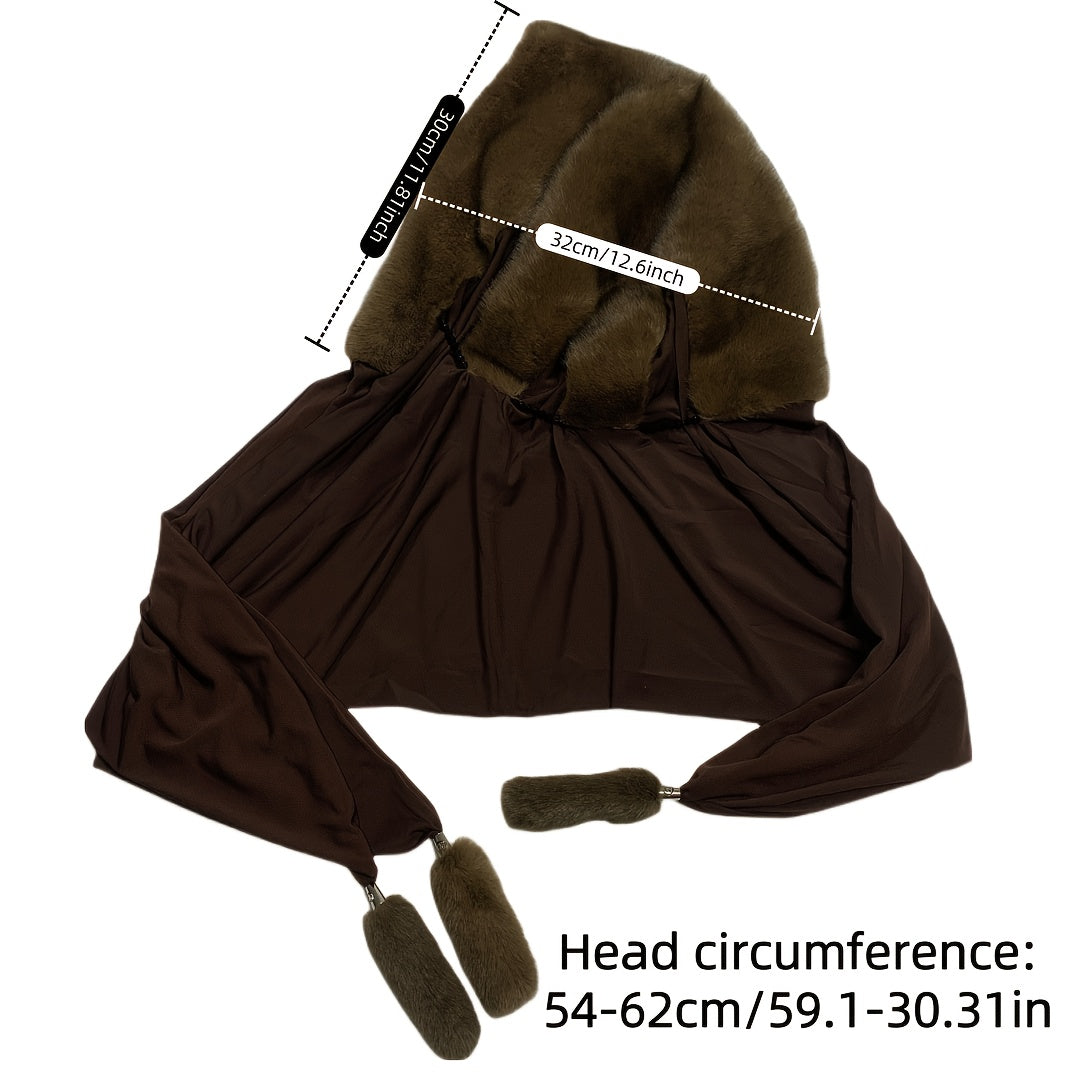 Women's Faux Mink Fur Beanie and Scarf Set Winter Breathable Elastic Knit