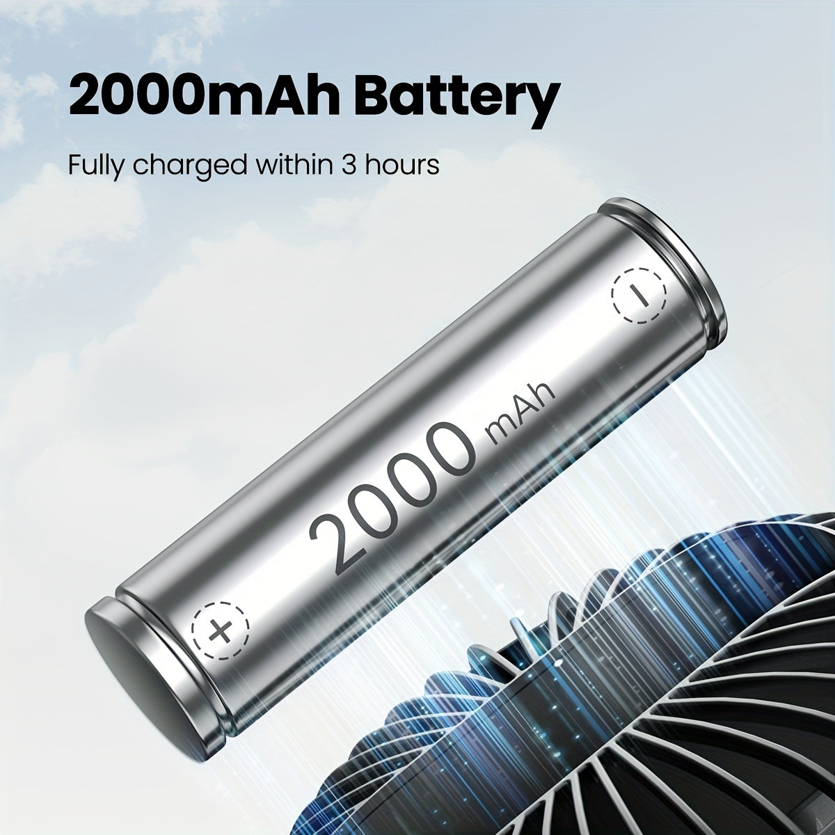 Rechargeable Portable Clip-On Fan with 3 Speed Settings, 360° Rotation for Stroller or Desk Use