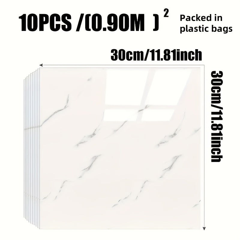 10 шт. больших самоклеящихся наклеек из искусственного мрамора для керамической плитки, водонепроницаемых, съемных, для ремонта кухни и ванной