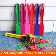 Baby Educational Toy Set with 100 Colorful Magnetic Pieces and 7 Rods for Kids 3+