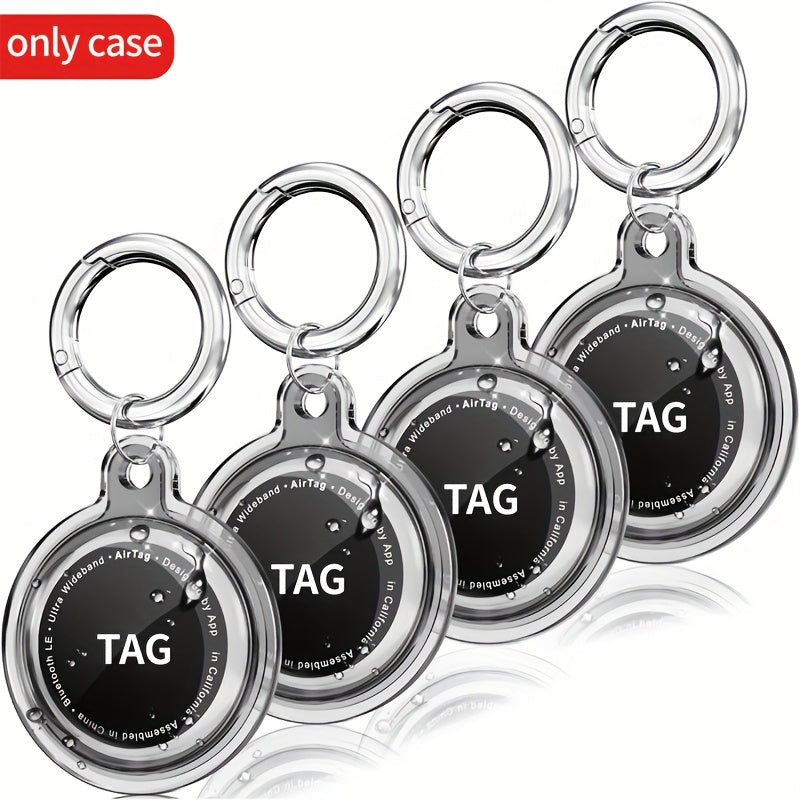 Set de 4 fundas impermeables para Airtag, a prueba de golpes y arañazos, con llavero para mascotas, bolsos y equipaje, transparente