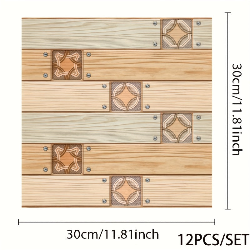 12 o'z-o'zini yopishtiradigan 3D devor paneli plitkalar, yashash xonasi va hammom uchun bezak, yaltiroq, suv o'tkazmaydigan