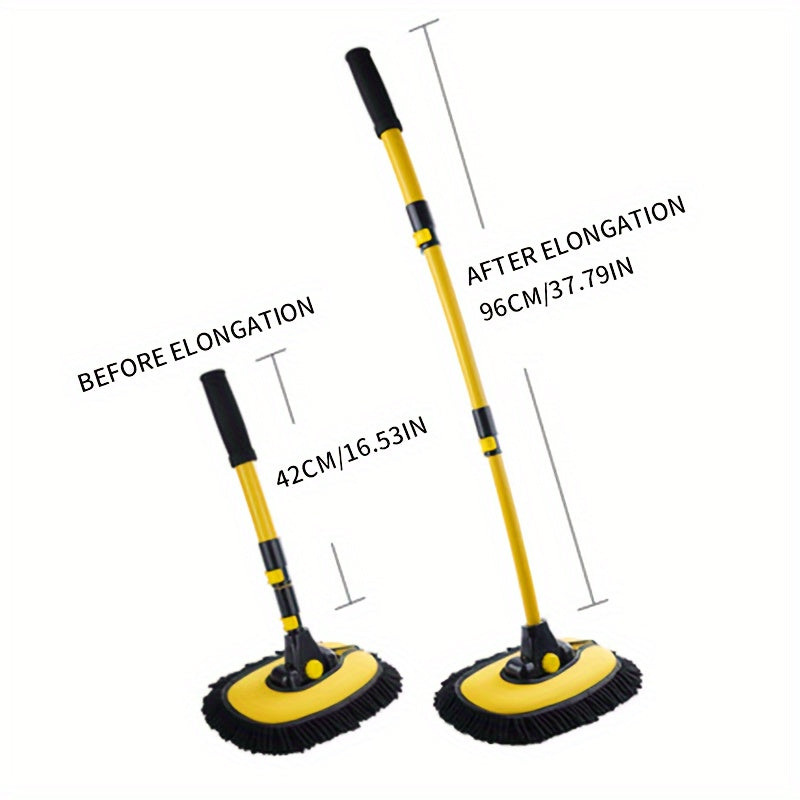 Telescopic Car Wash Mop with Adjustable Angle Head Lightweight Aluminum Handle Microfiber Bristles