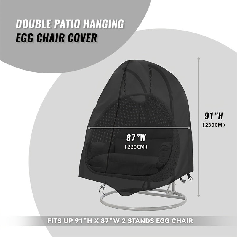 Black Oxford Cloth Swing Cover with Zipper Closure for All-Season Outdoor Patio