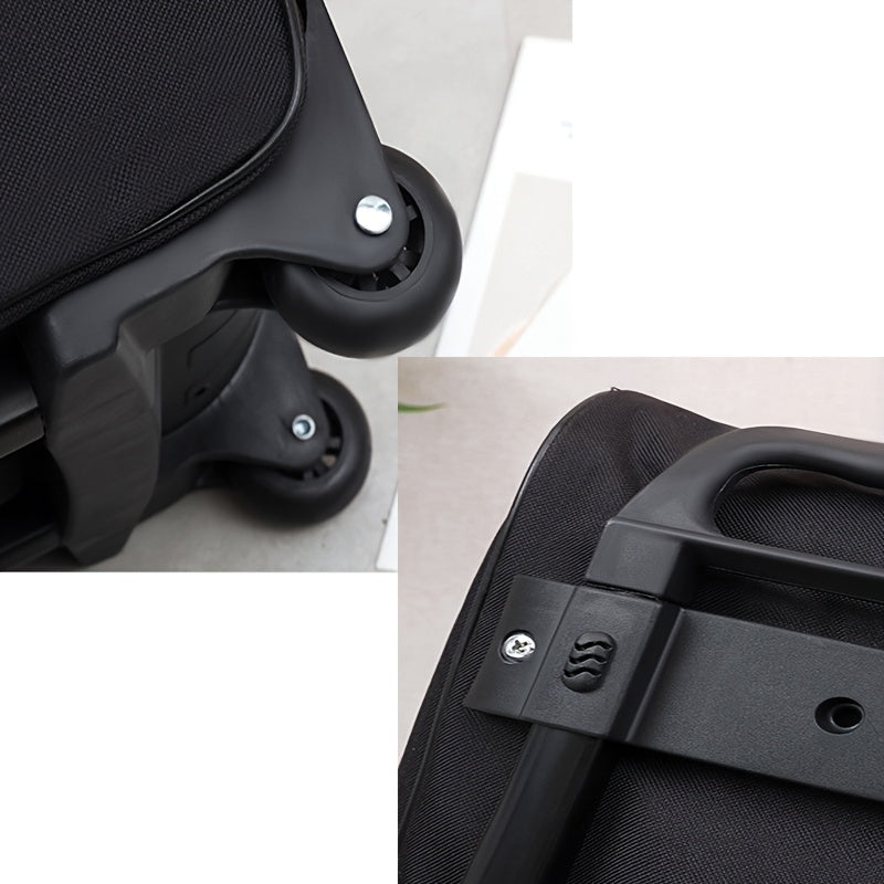 Conjunto de bolsas de viaje negras ligeras que incluye una bolsa de bastón plegable, mochila y bolso para uso diario