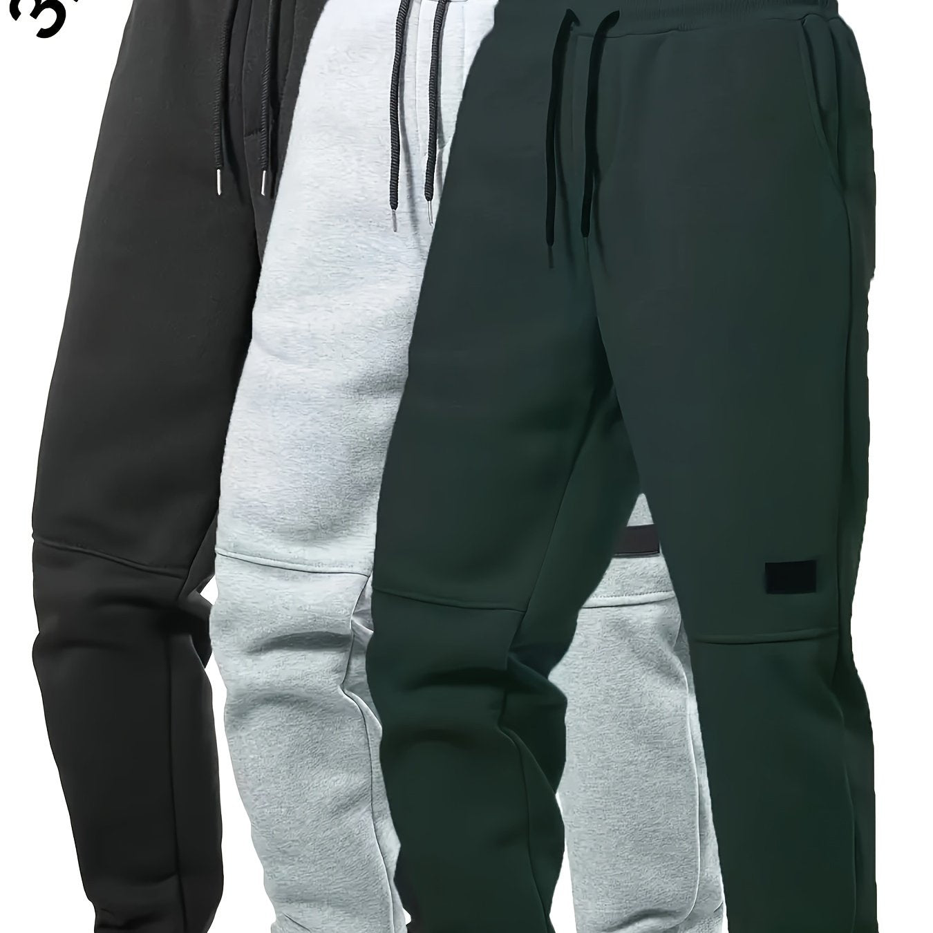 Men's Plus Size Ribbed Casual Sweatpants with Drawstring Pockets Lightweight Polyester