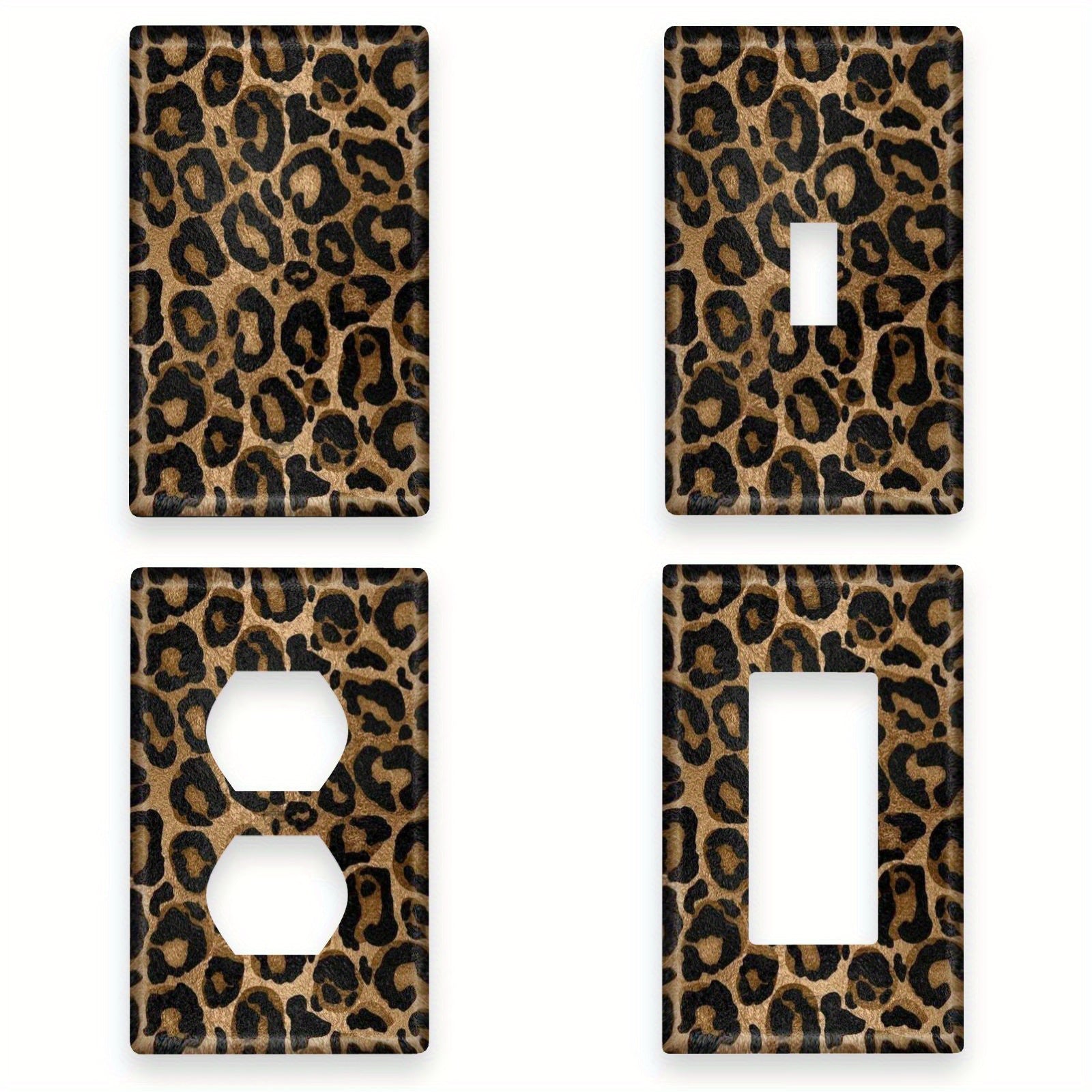 Leopard Print Light Switch Cover Black and Gold Decorative Wall Plate for Bathroom Kitchen