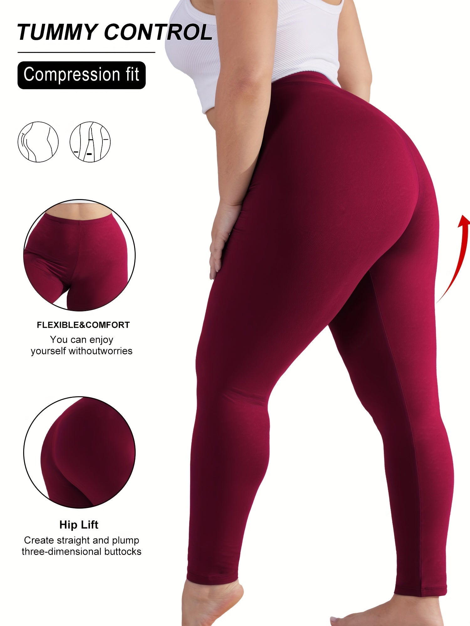 Plus Size Women's High Waist Stretch Yoga Leggings Tummy Control Tights