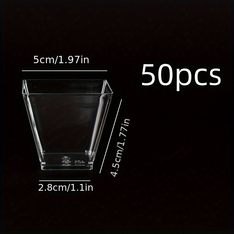 Одноразовые прозрачные десертные стаканы, набор 50 шт., для мусса, пудинга, торта, мороженого