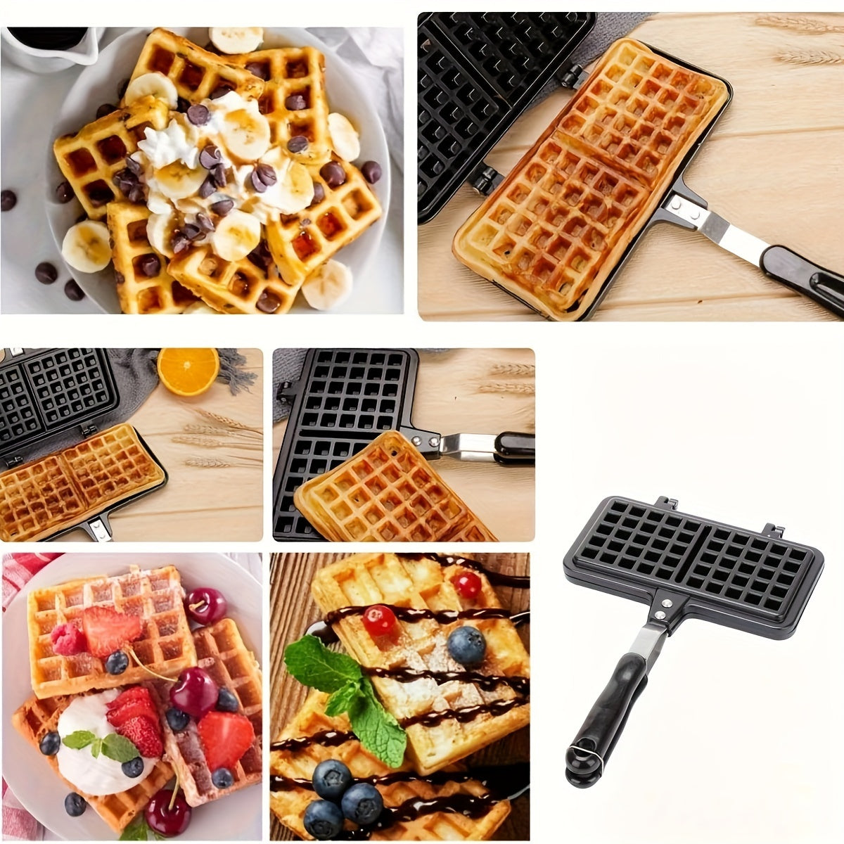 Alüminiy alloy Waffle Maker non-stick plitalar, oson burilish, bardoshli oshxona texnikasi