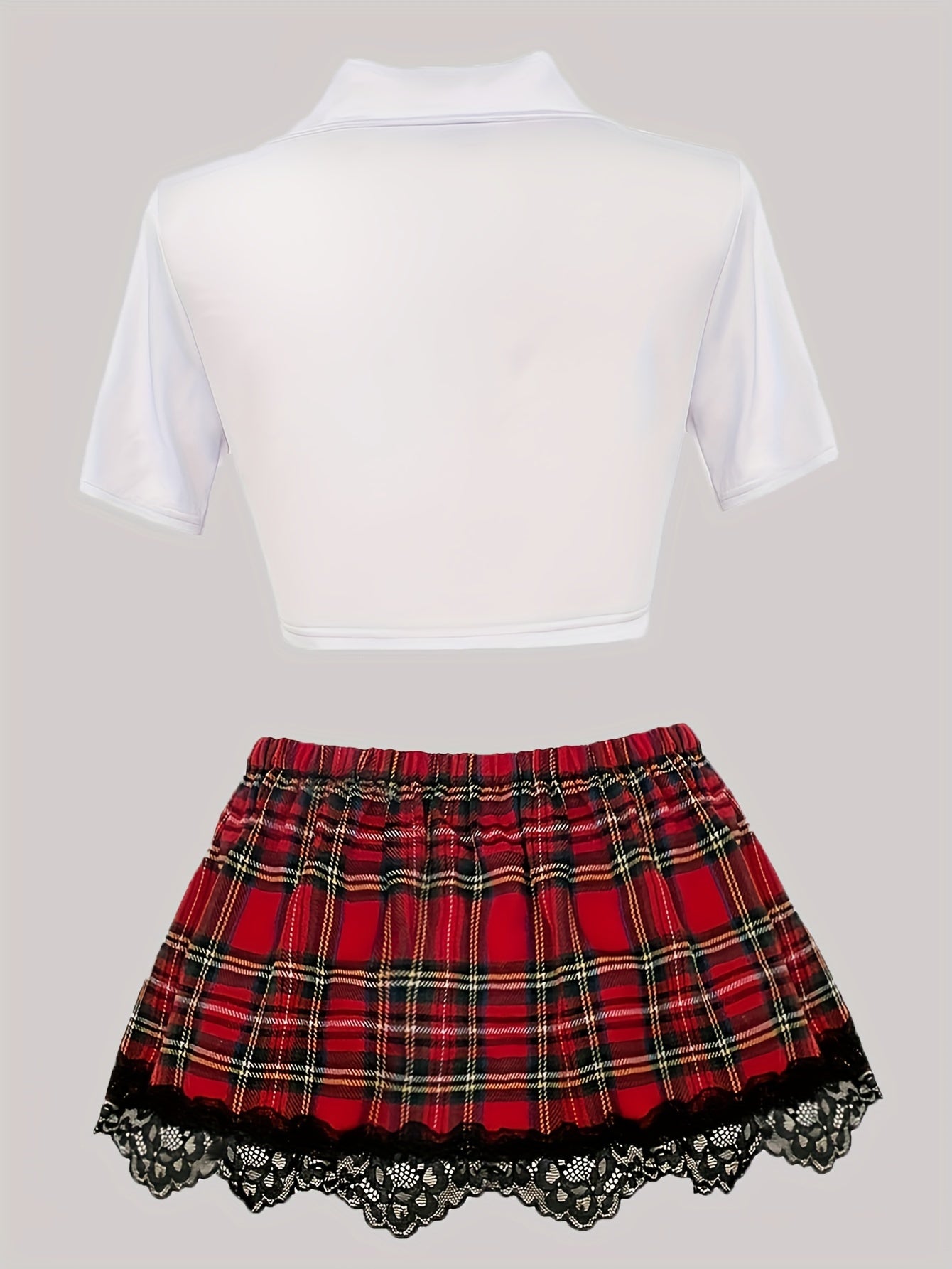 Conjunto de falda de cuadros con encaje y cordones para disfraces de juego de roles