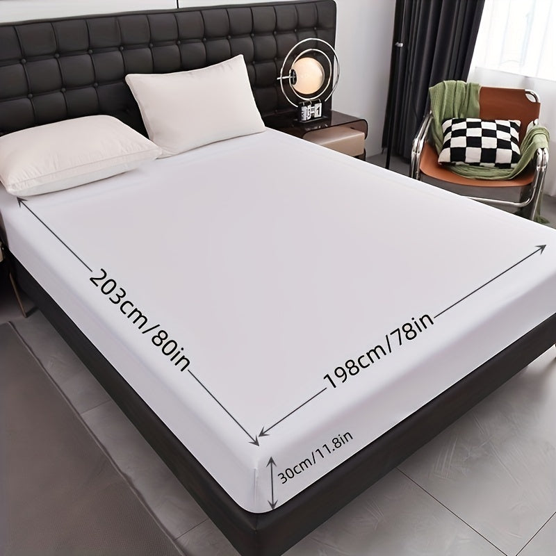 Waterproof Fitted Sheet Solid Black Breathable Deep Pocket Easy Care