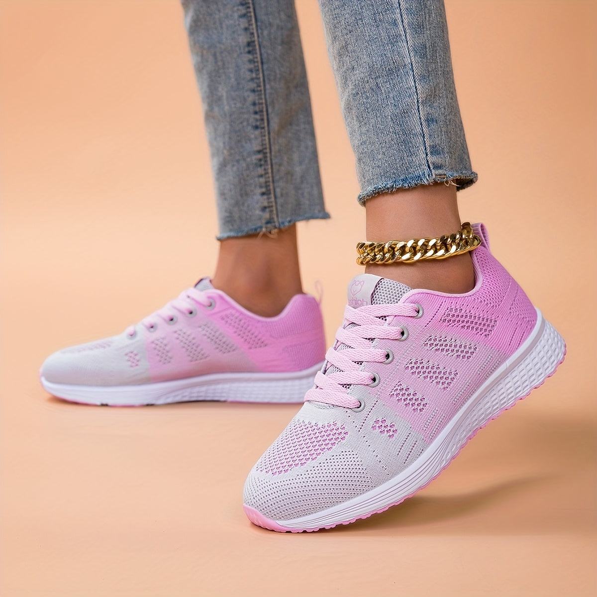 Zapatillas de running ligeras y transpirables para mujer con suela antideslizante negro rosa