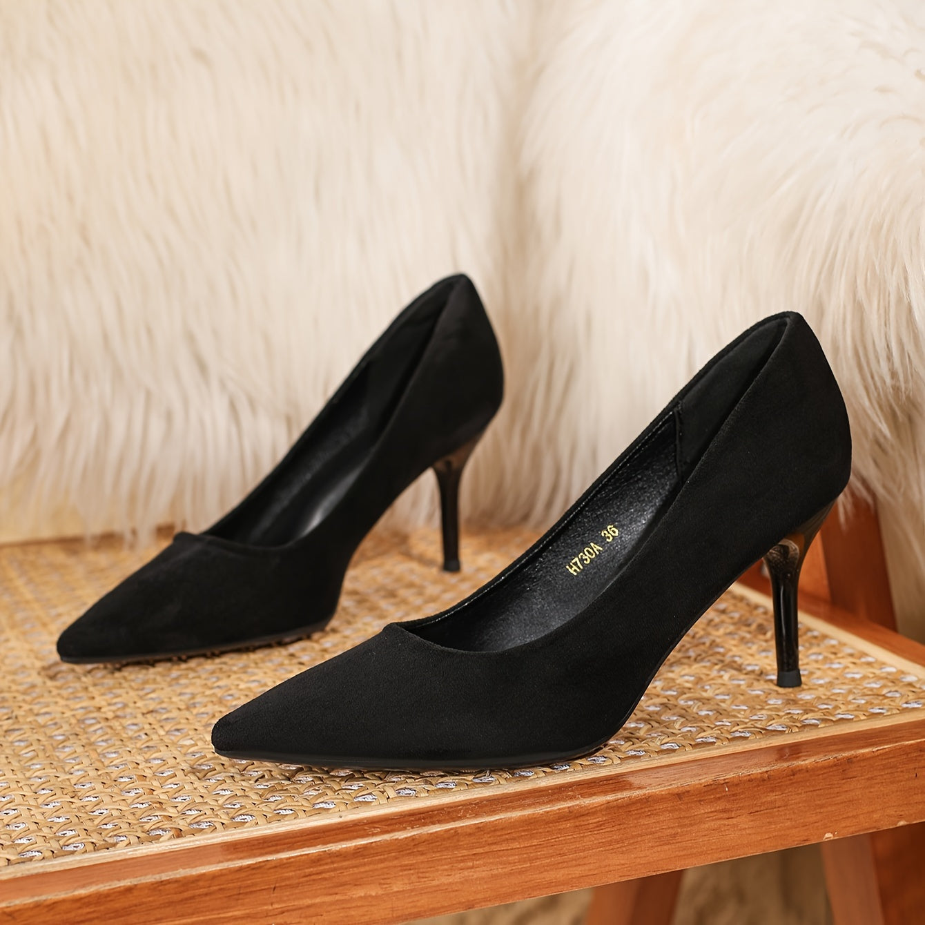 Women's Black Pointed Toe Stiletto Heels with Rhinestone Ankle Strap