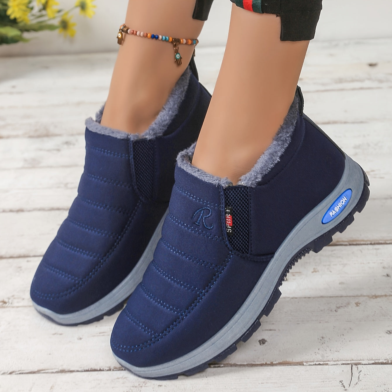 Women's Knit Slip-On Loafers Breathable Winter Indoor Outdoor Cozy Flat Shoes