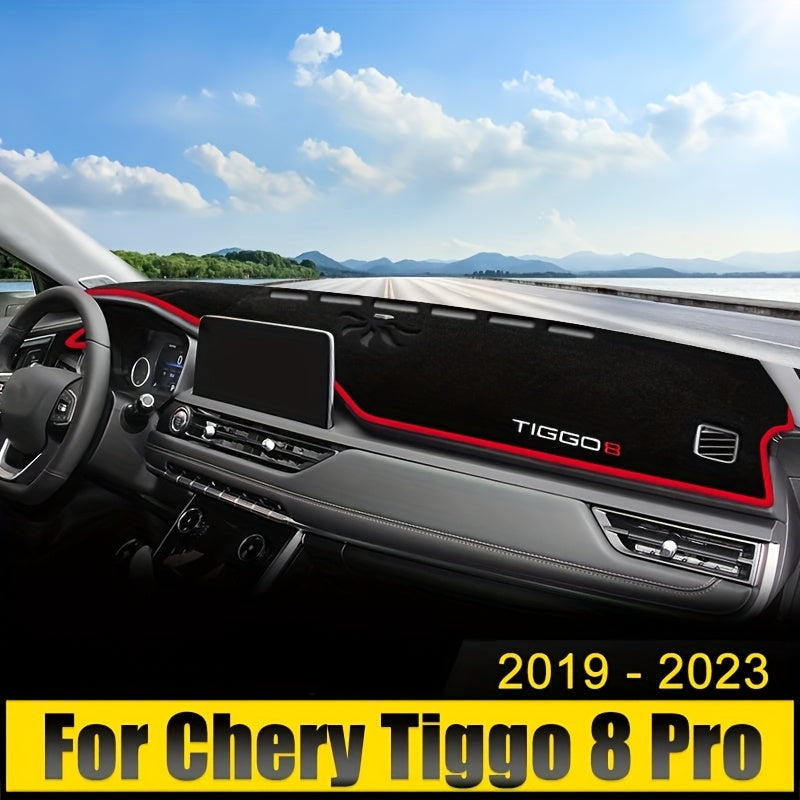Dashboard Cover for Car - Polyester, UV Protection, Non-Slip, Black with Red Stitching