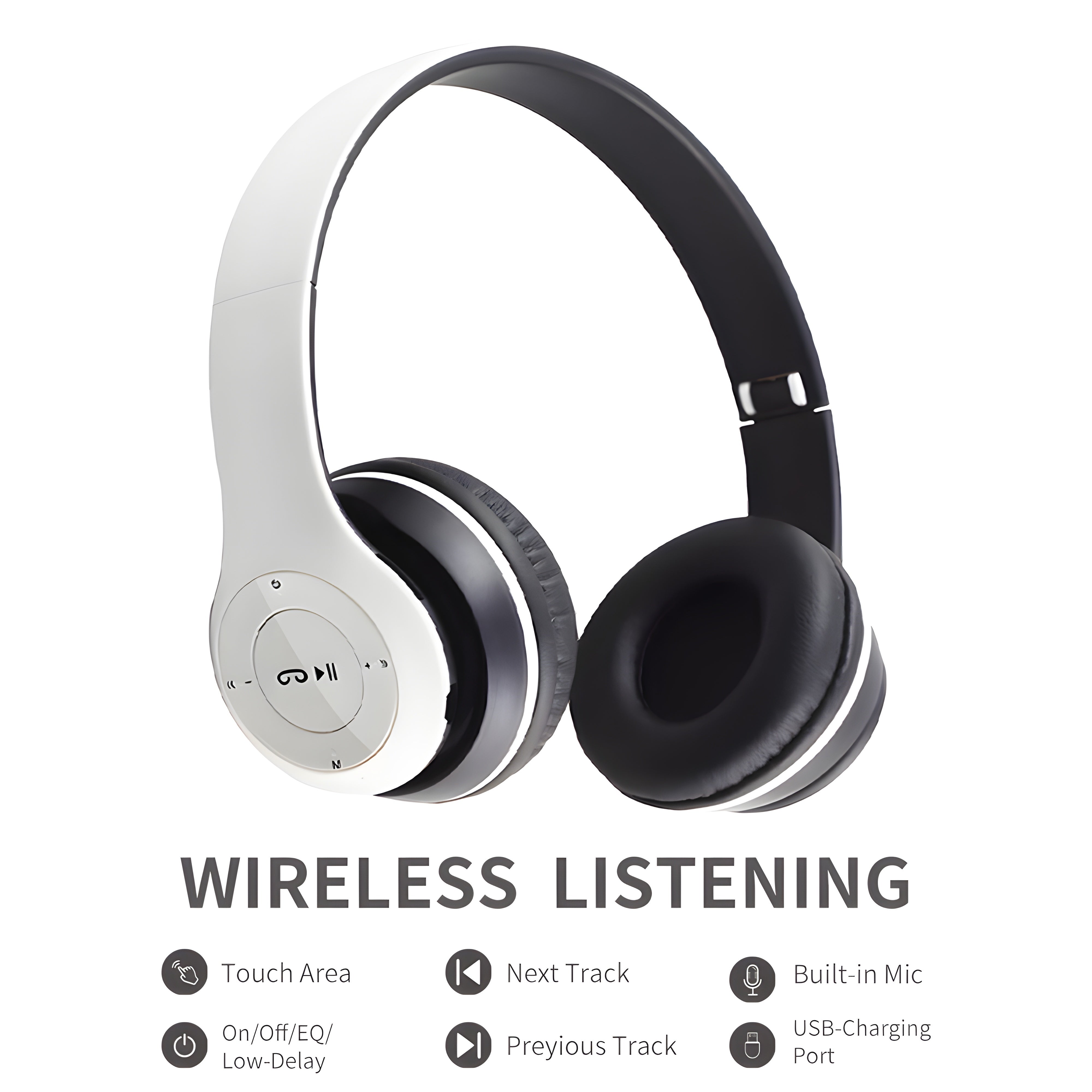 Wireless Foldable Headphones with Hi-Def Sound Microphone for Gaming and Calls