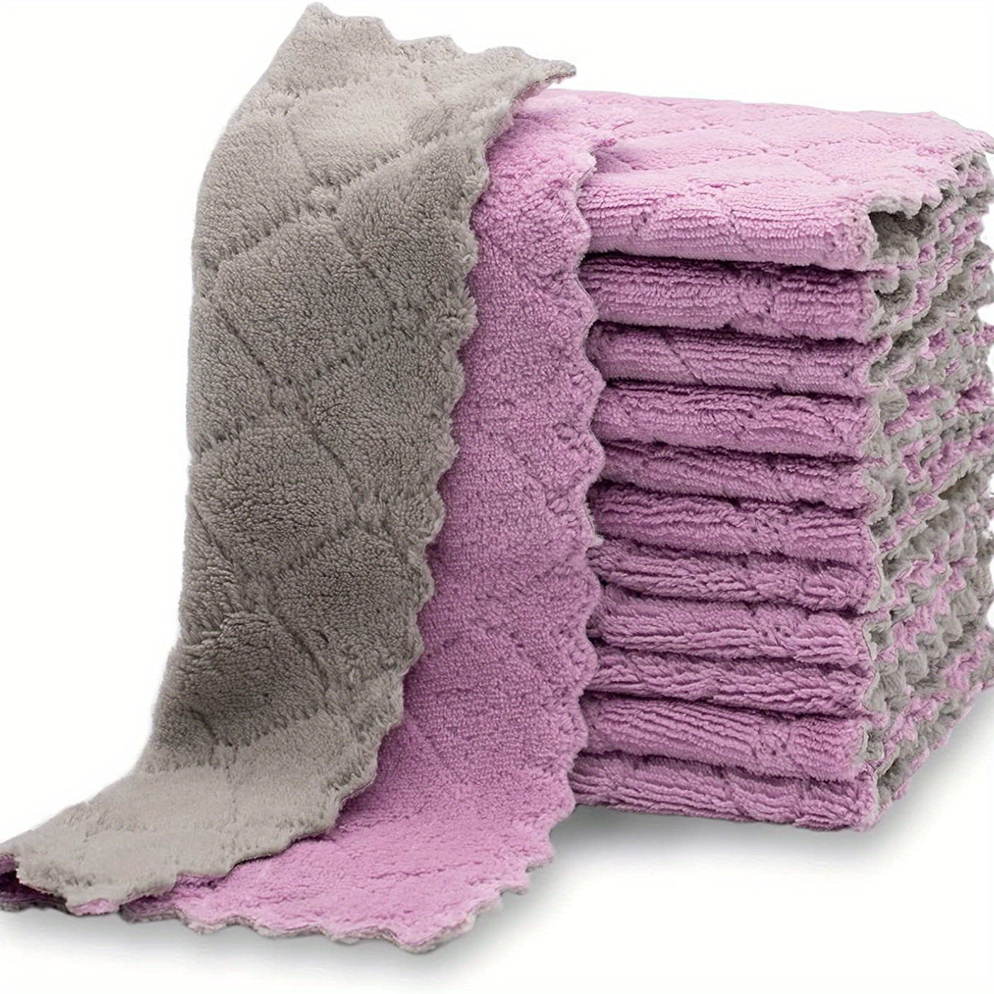 10pcs Microfiber Dish Cloths Kitchen Bathroom Car Window Absorbent Stain Removal