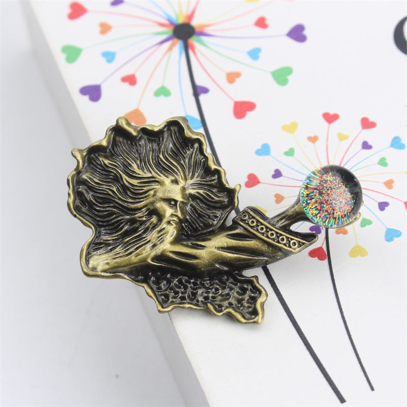 Vintage-Inspired Sorcerer Hand Brooch Resin Enamel Fashion Accessory for Women