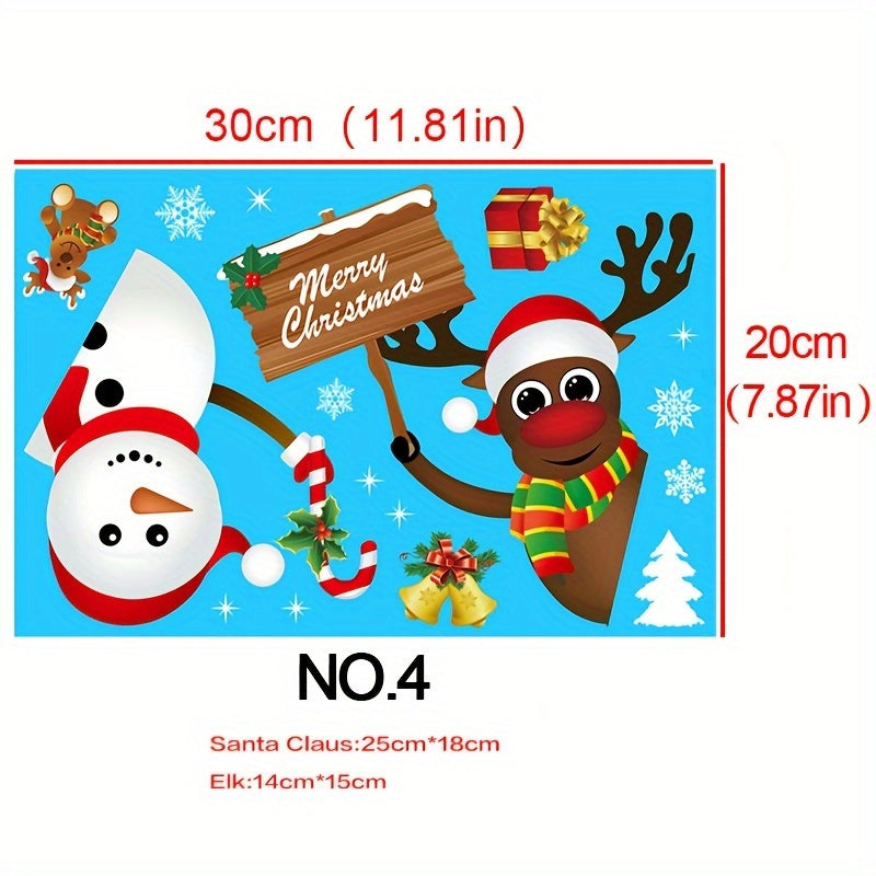 Christmas Window Clings Set with Snowflake and Santa Designs for Holiday Decor