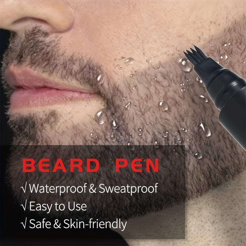 Bolígrafo para barba para hombres, con punta en forma de tenedor de 4 puntas, resistente al sudor, relleno de barba de larga duración