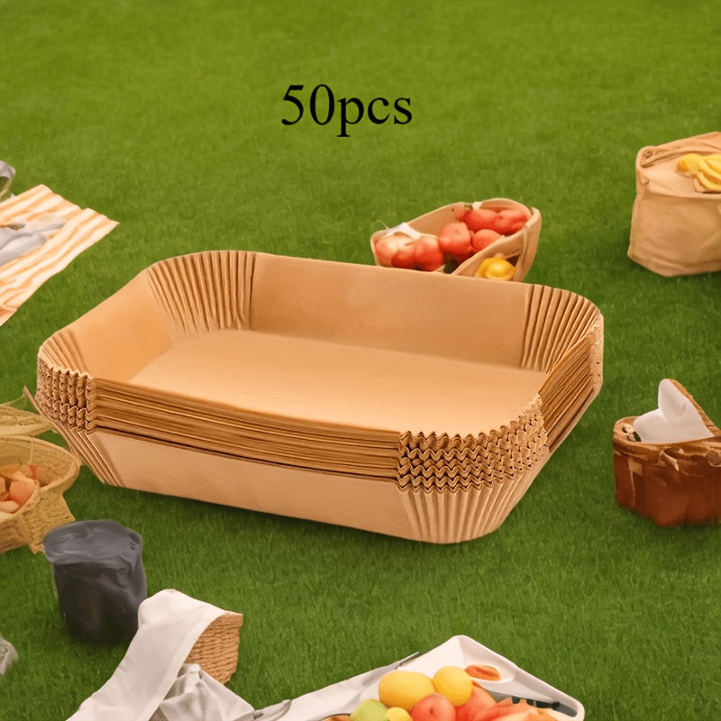 50-Pack Extra Large Non-Stick Oblong Air Fryer Liners for Easy Cleanup
