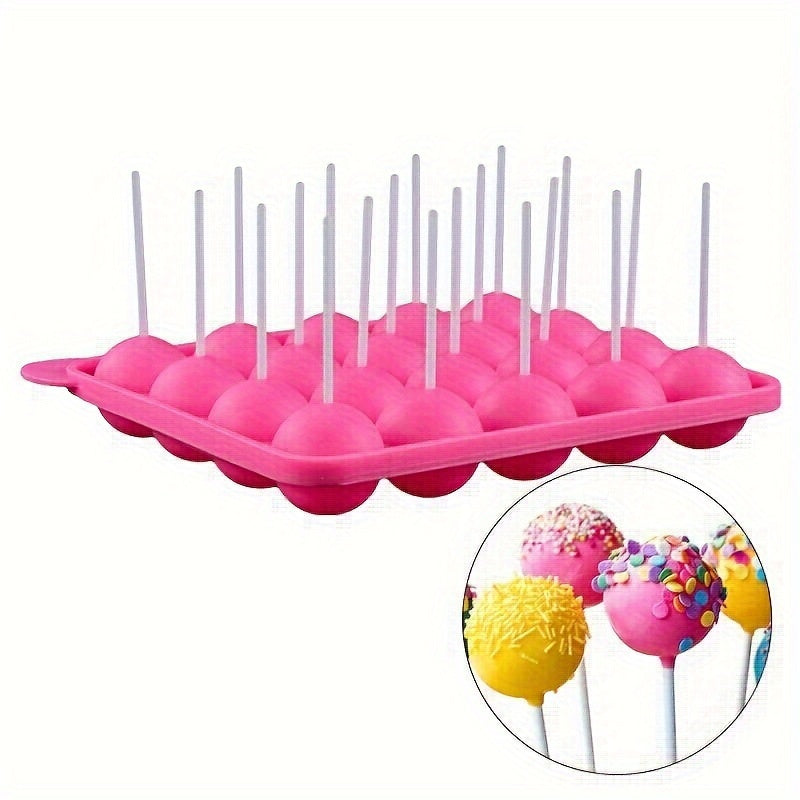 Silicone Lollipop Mold 20 Cavities with Sticks for Cake Pops Chocolate Candy