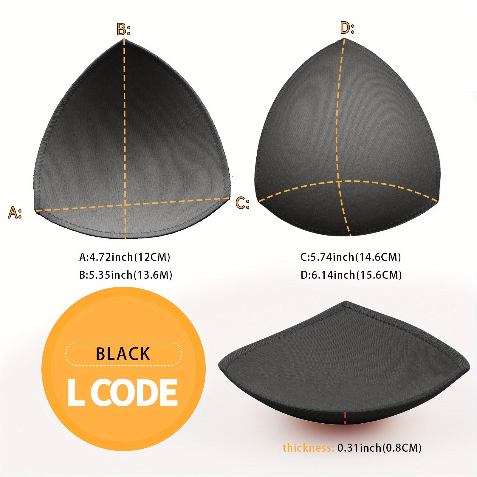 Triangle-Shaped Bikini Pads for Beachwear Polyester Solid Color 1 Pair