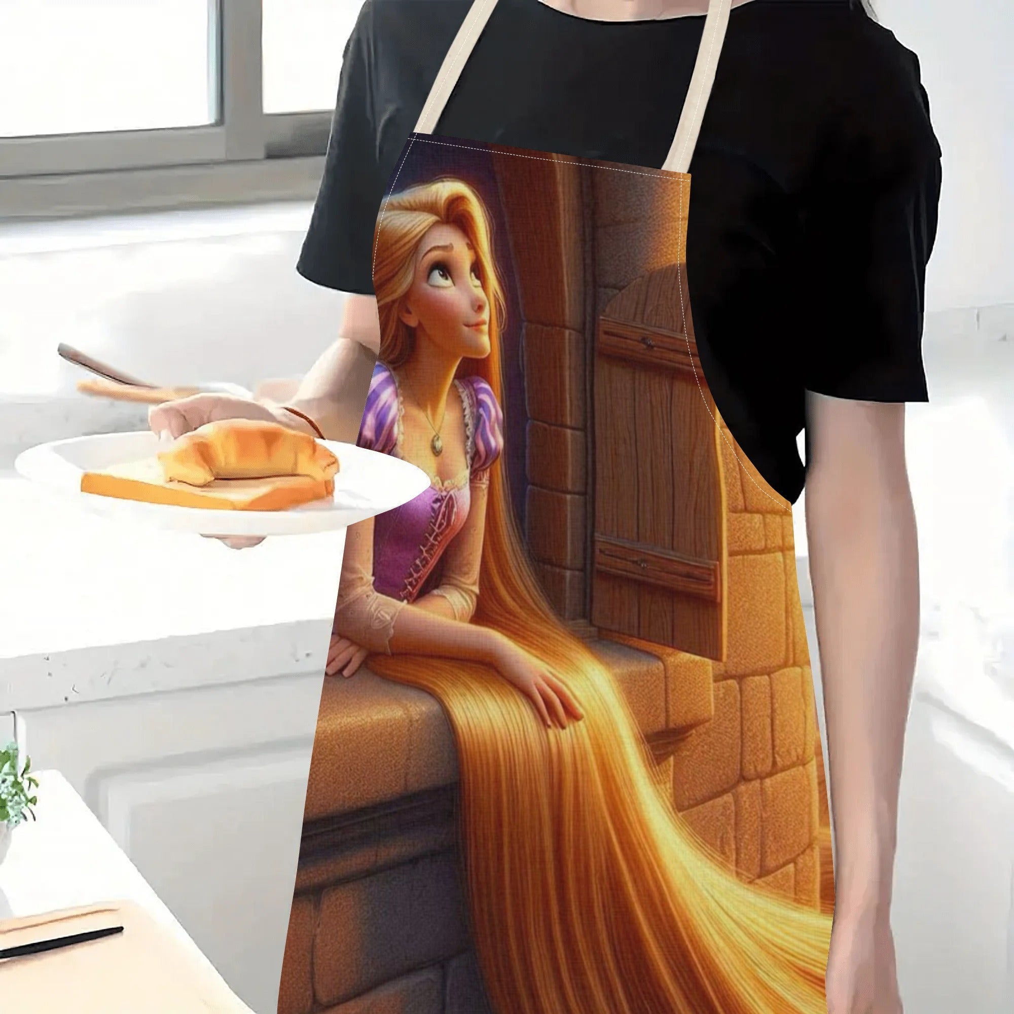 Suv o'tkazmaydigan Disney Cinderella aproni - Mustahkam polyesterdan tayyorlangan - Oson parvarish qilish, astarsiz dizayn, mehmonxonalar, supermarketlar, restoranlar, meva do'konlari, sut choyi stendlarida va uyda foydalanish uchun mukammal.