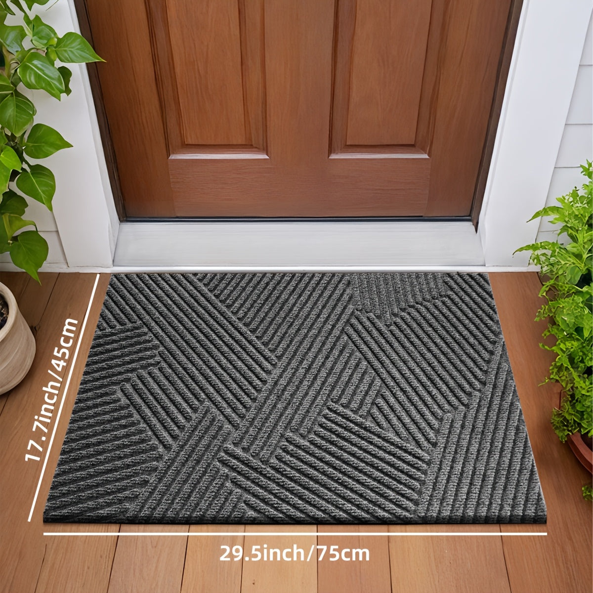 Geometric Striped Non-Slip Absorbent Washable Door Mat for Indoor and Patio