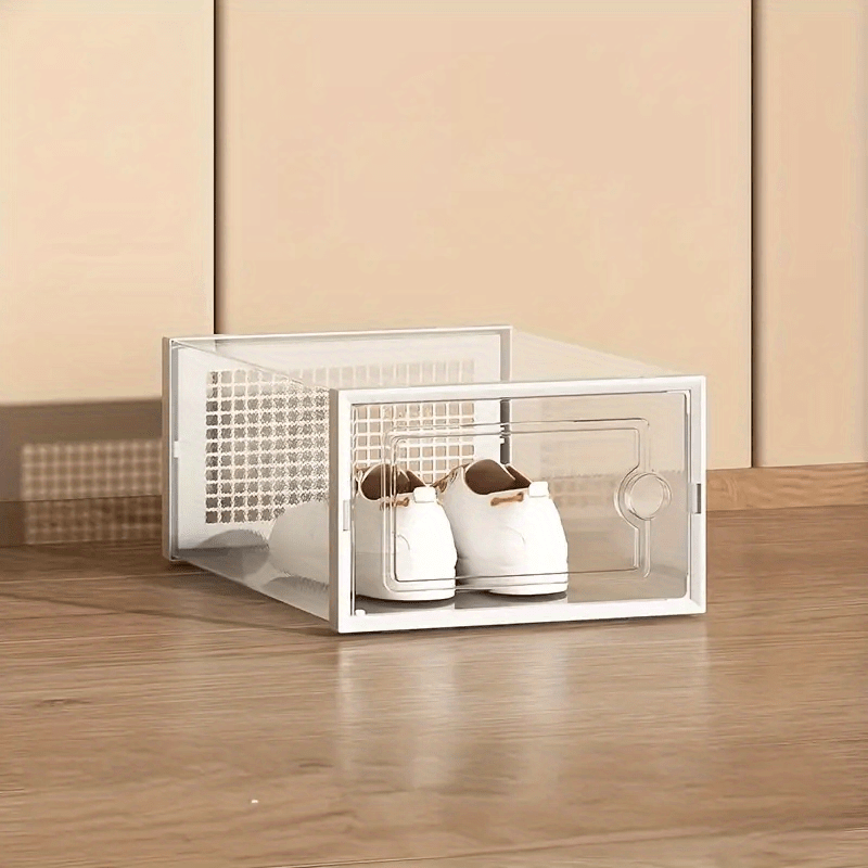 Stackable Foldable Shoe Cabinet with Transparent Doors Dust-Proof Multi-Layer Storage