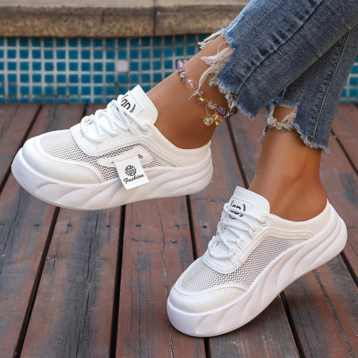 Women's Mesh Slip-On Sneakers Black or White Casual Summer Shoes