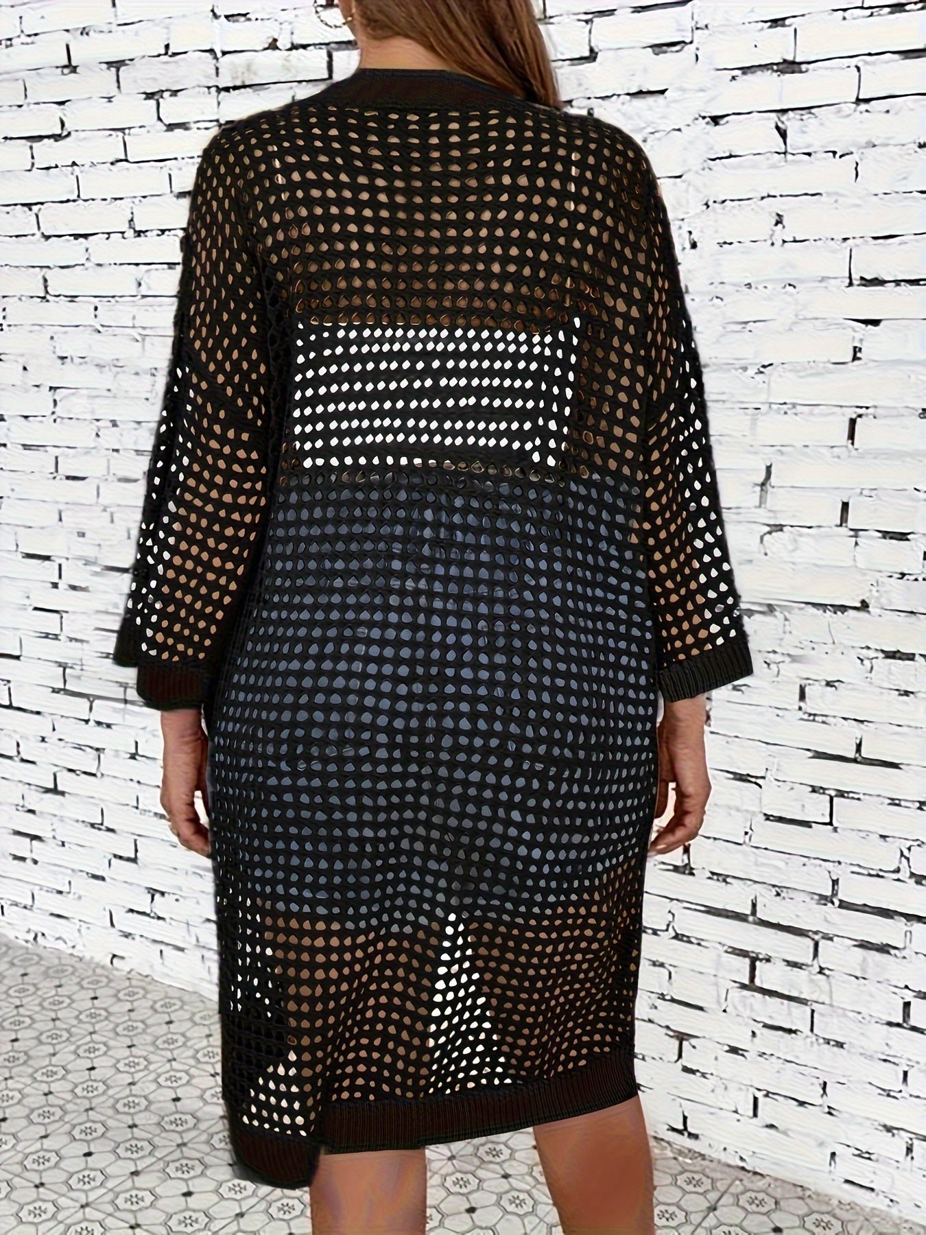 Plus Size Women's Knit Beach Cardigan Lightweight Sheer Summer Cover-up