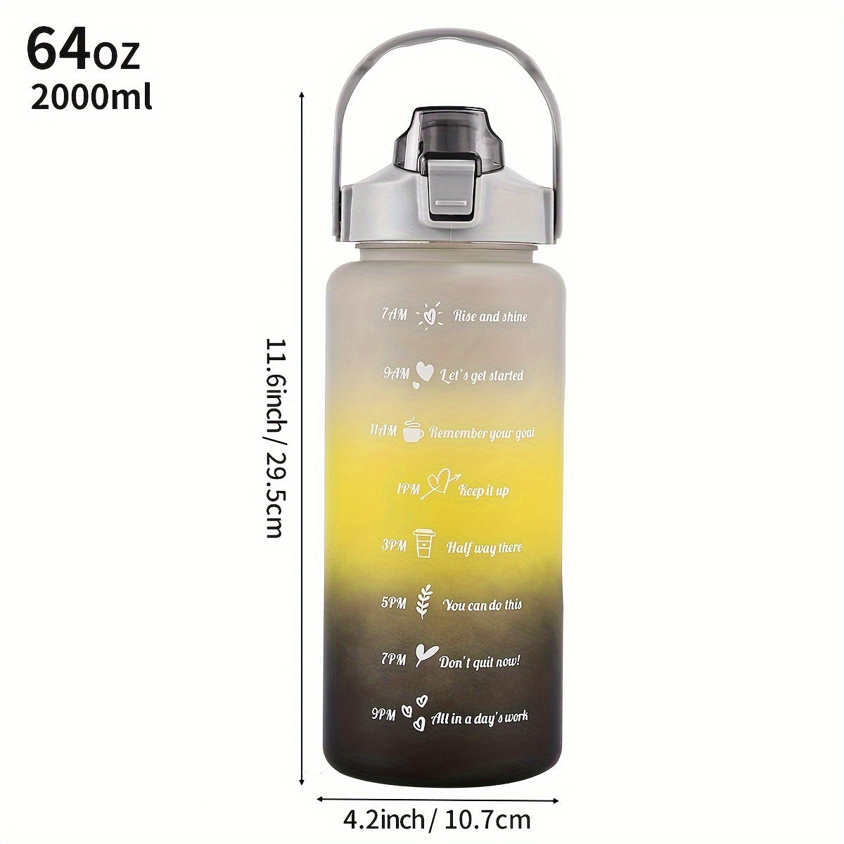 Botella de agua de color degradado ligera con pajita, gran capacidad, libre de BPA para senderismo y camping