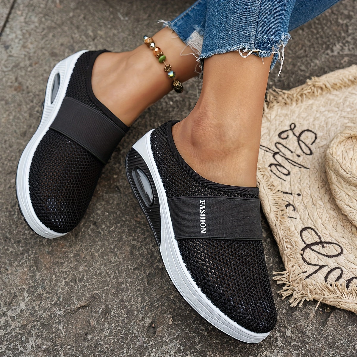 Women Lightweight Slip-On Wedge Sandals Breathable Mesh Casual Summer Shoes