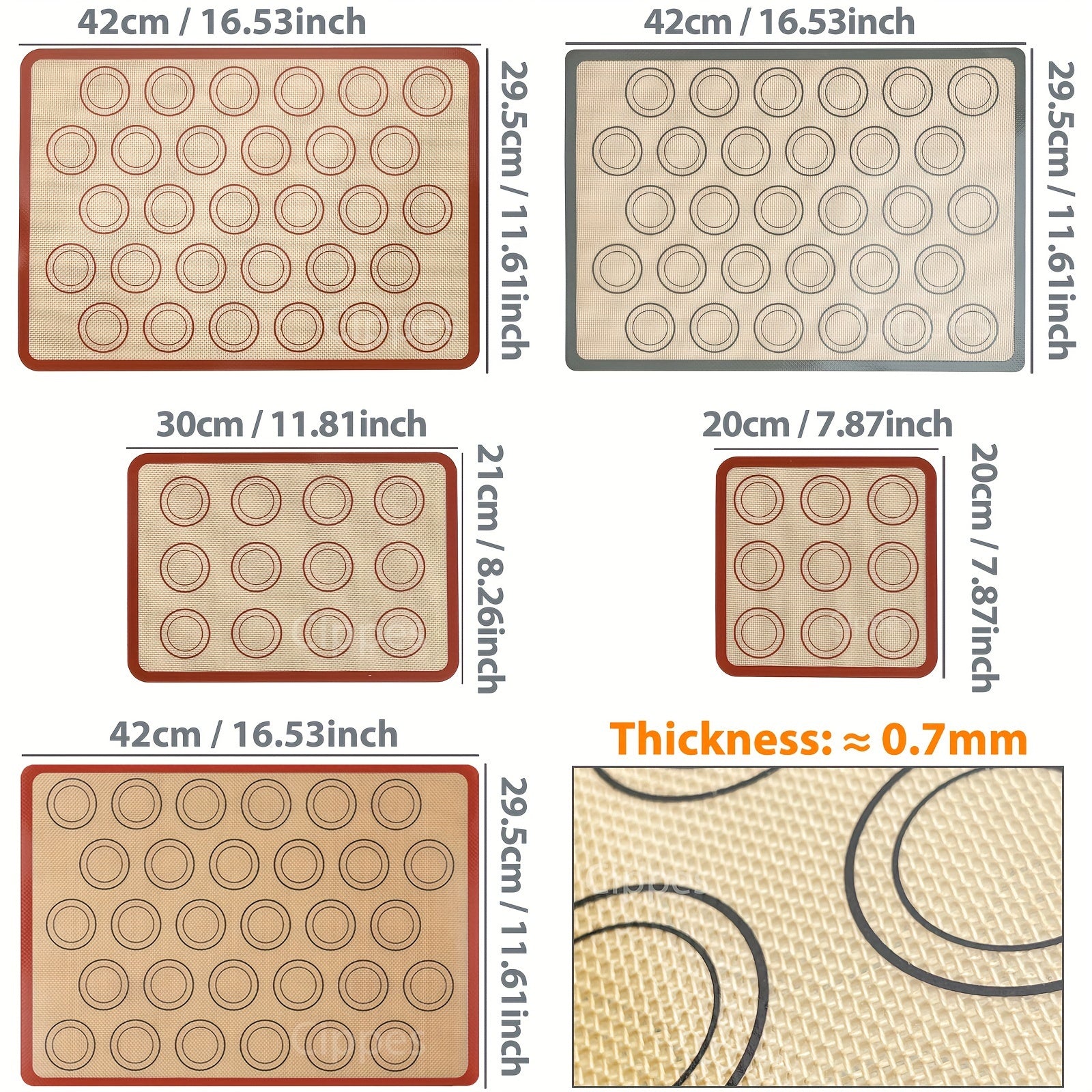 Silicone Baking Mat 41.91cm x 29.46cm Non-Stick Heat Resistant Reusable