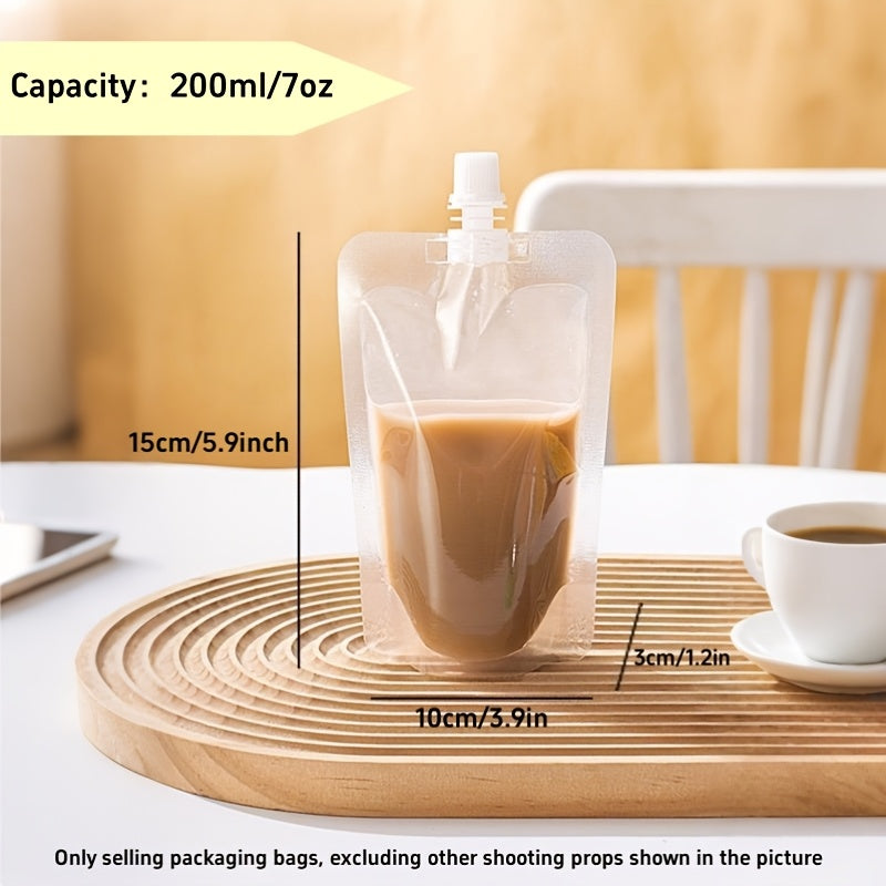 50 Transparent Nozzle Bags for Beverage Packaging Self-Sealing Plastic Bags