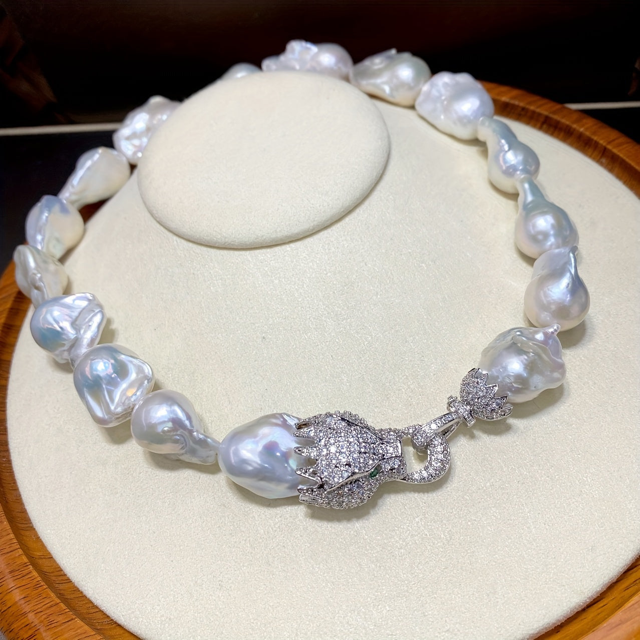 Large Baroque Freshwater Pearl Necklace with Irregular Chain for Women