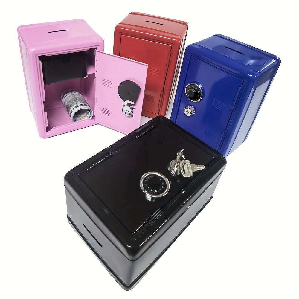 Mini Safe Bank with Combination Lock and Key for Home Storage Black 17.78cm