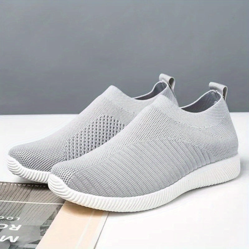 Women's Breathable Knit Sneakers Lightweight Running Shoes Solid Color Plus Size