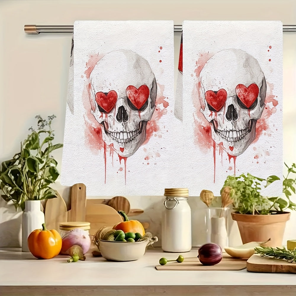 2 Ultra Soft Kitchen Towels Love Language Is Sarcasm Skull 40x60cm Absorbent