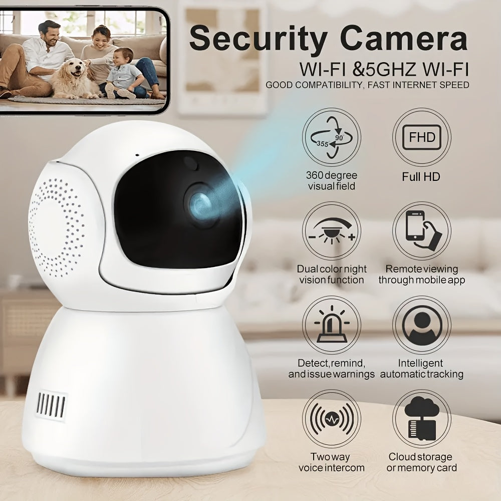 1080P Indoor Pet Monitoring Camera with Motion Detection Night Vision WiFi 360° Panorama