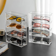 Women's Clear Acrylic Jewelry Organizer with Drawers 4-Layer Stackable Storage Box