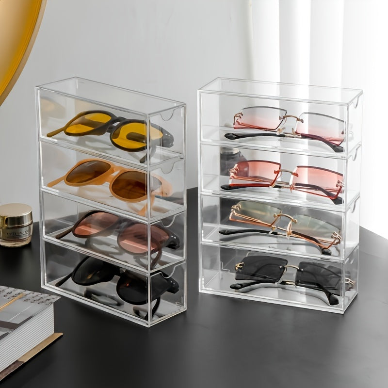 Women's Clear Acrylic Jewelry Organizer with Drawers 4-Layer Stackable Storage Box