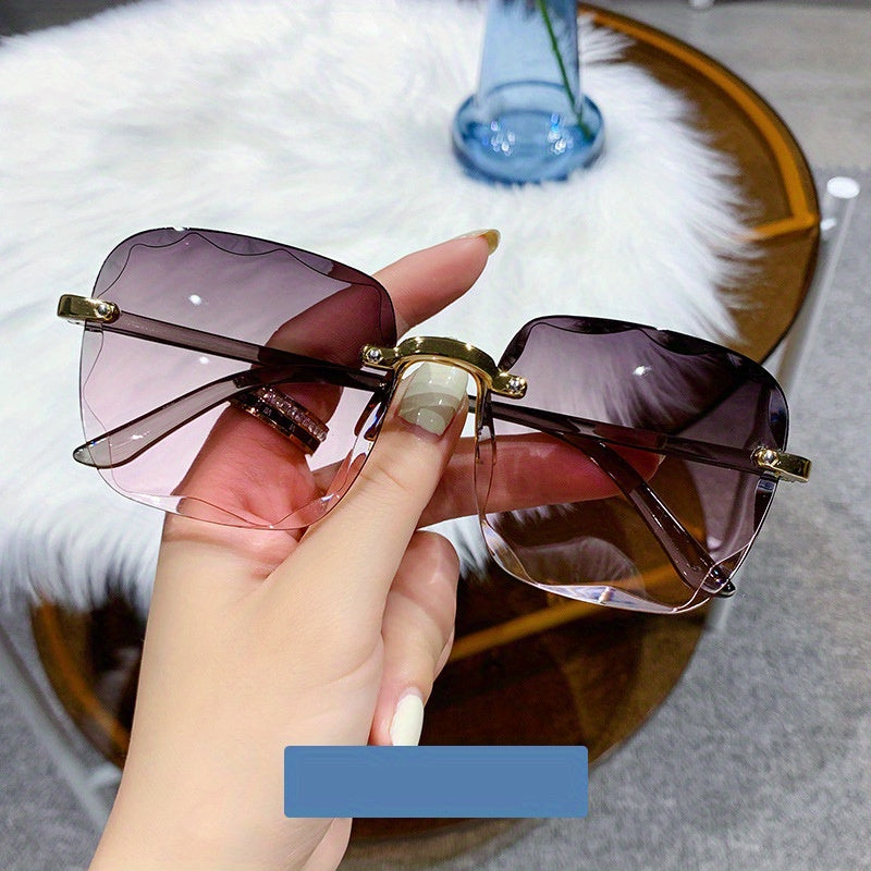Square Rimless Fashion Sunglasses for Women and Men with Gradient Sun Shades