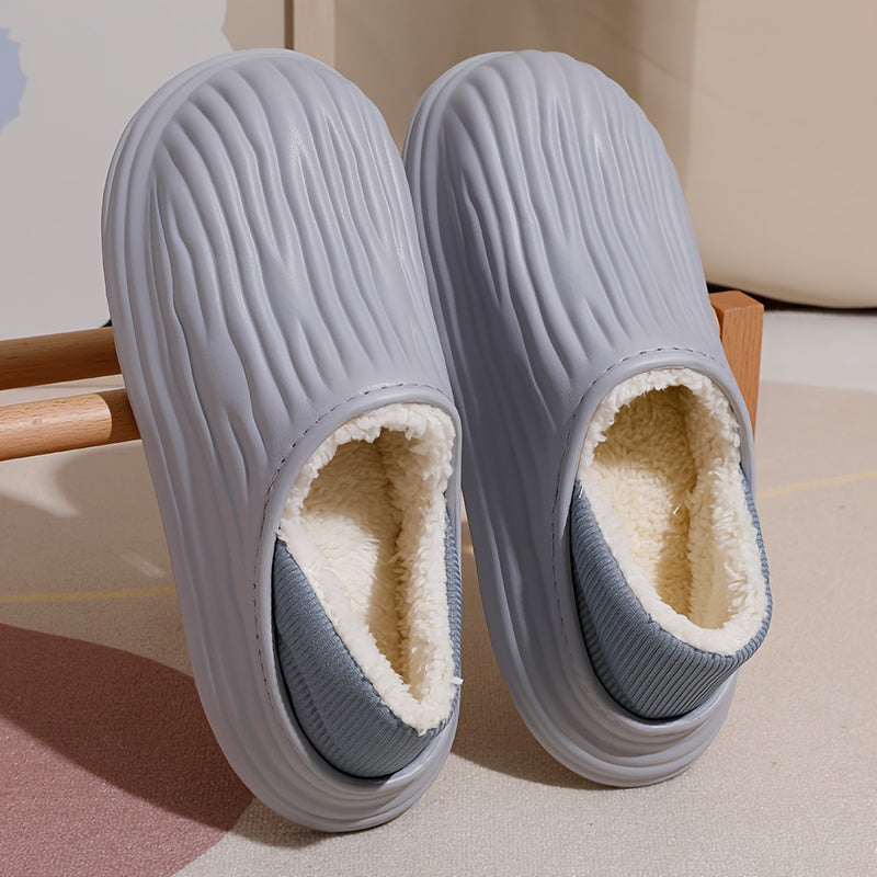 Unisex Winter Non-Slip Plush Indoor Slippers Warm Comfortable Thick Bottom
