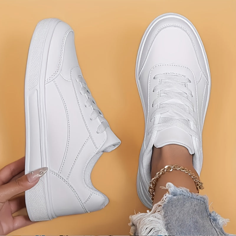 Ayollar uchun oq rangli kundalik sport poyabzali, engil, nafas oluvchi, pastki qismi yurish uchun mos sneakers