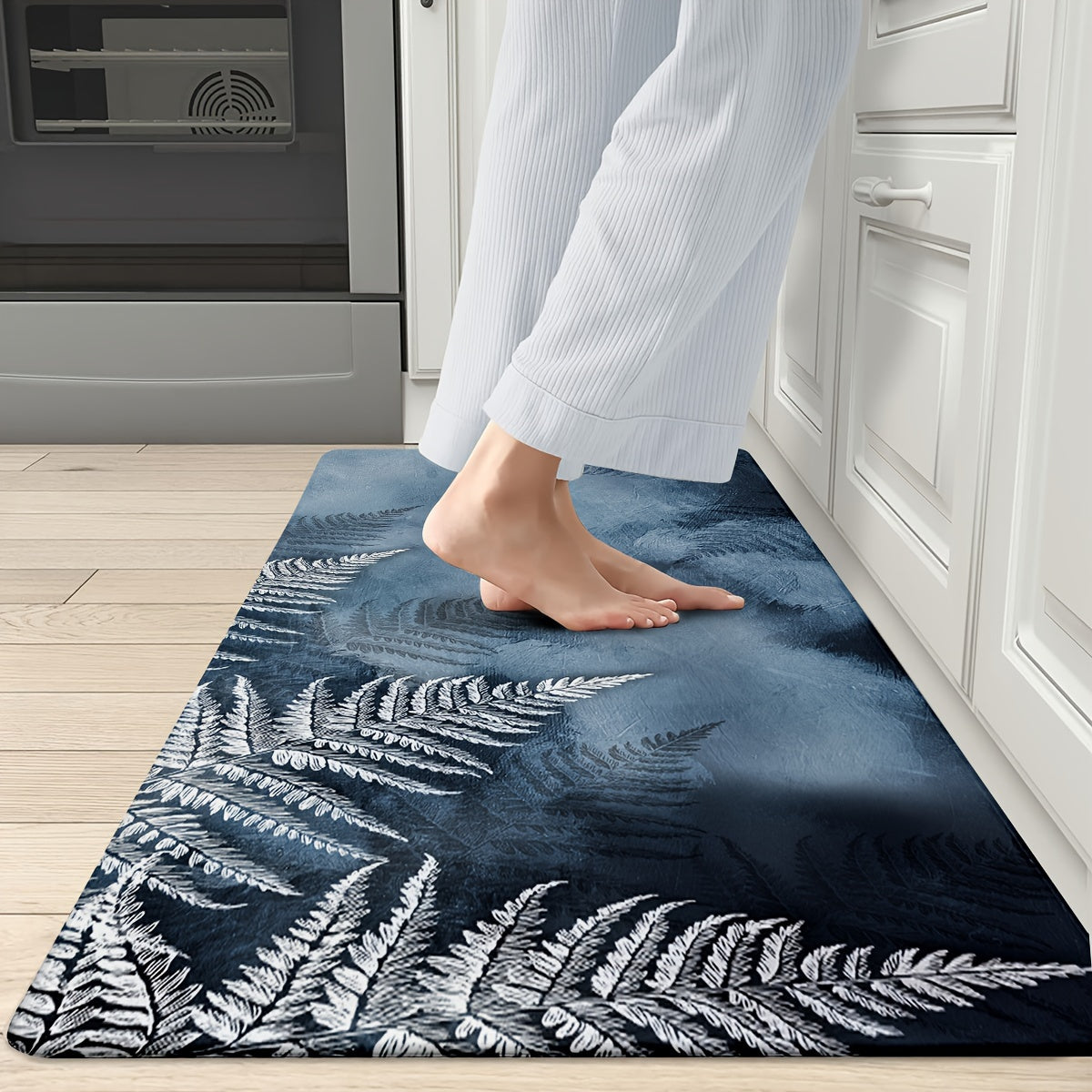 Set of 2 Non-Slip Machine Washable Kitchen Rugs Absorbent Polyester Floor Mats